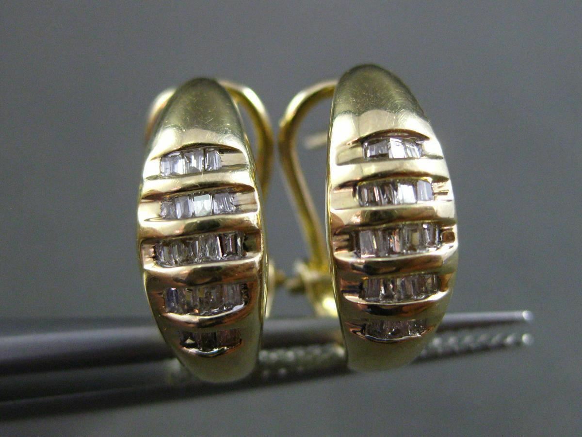 ORECCHINI HUGGIE ESTATE .50CT DIAMANTE BAGUETTE ORO GIALLO 14KT MULTI FILA CLIP ON
