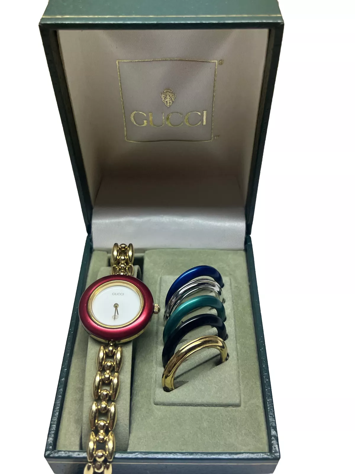 Montre Femme Vintage GUCCI Or Lunettes De Couleur Interchangeable 11/12