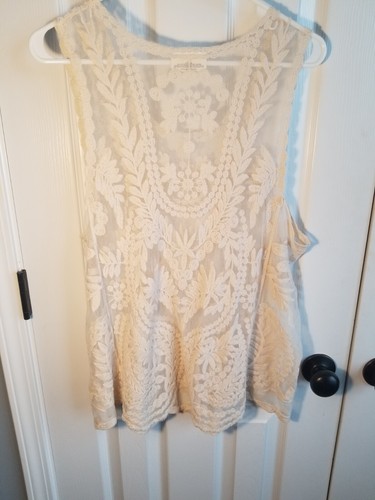Bobbie Brooks Embroidered Lace Top Boho Hippie Festival Victorian XL SkuC129 - Picture 6 of 7
