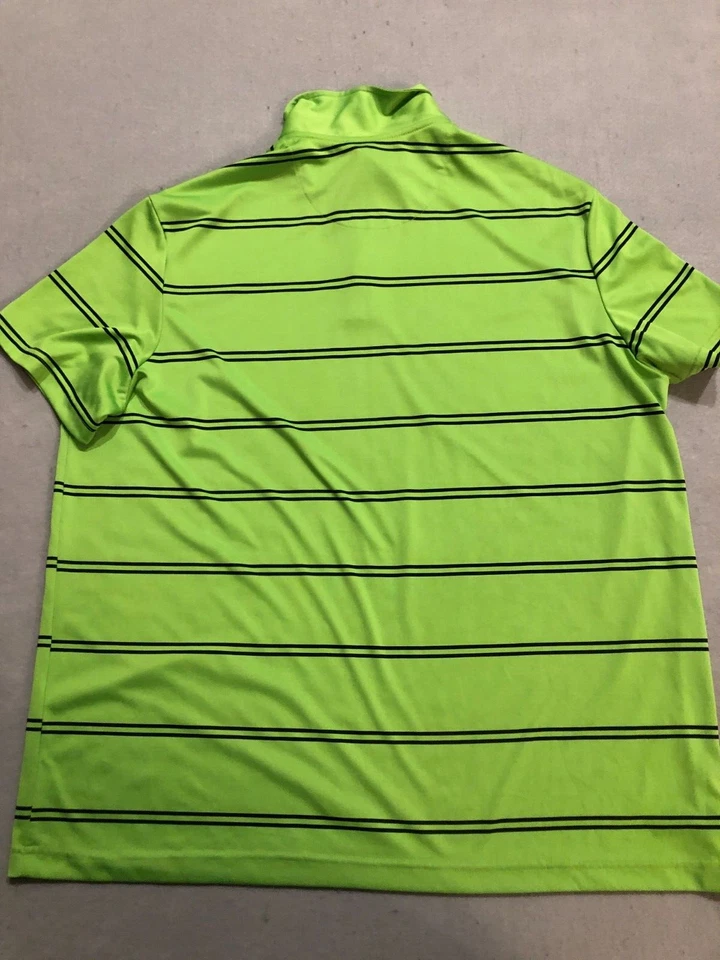 Urban Pipeline Polo Shirt Men's 2XL Bright Neon Green Stripe Short Sleeve - Image 3 of 4
