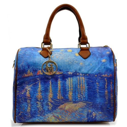 GM borsa stampa colori Vincent Van Gogh Notte stellata sul rodano donna  bauletto | eBay