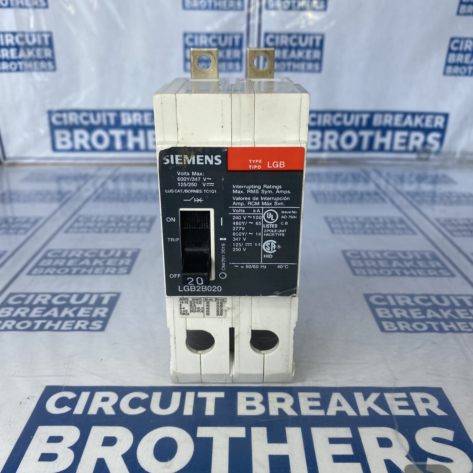 Siemens LGB2B020 20 Amp 480/277V 2 Pole Circuit Breaker-Warranty Ship Same￼￼ Day