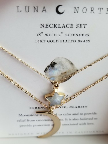2 PC LUNA NORTE 14K GOLD PLATED 