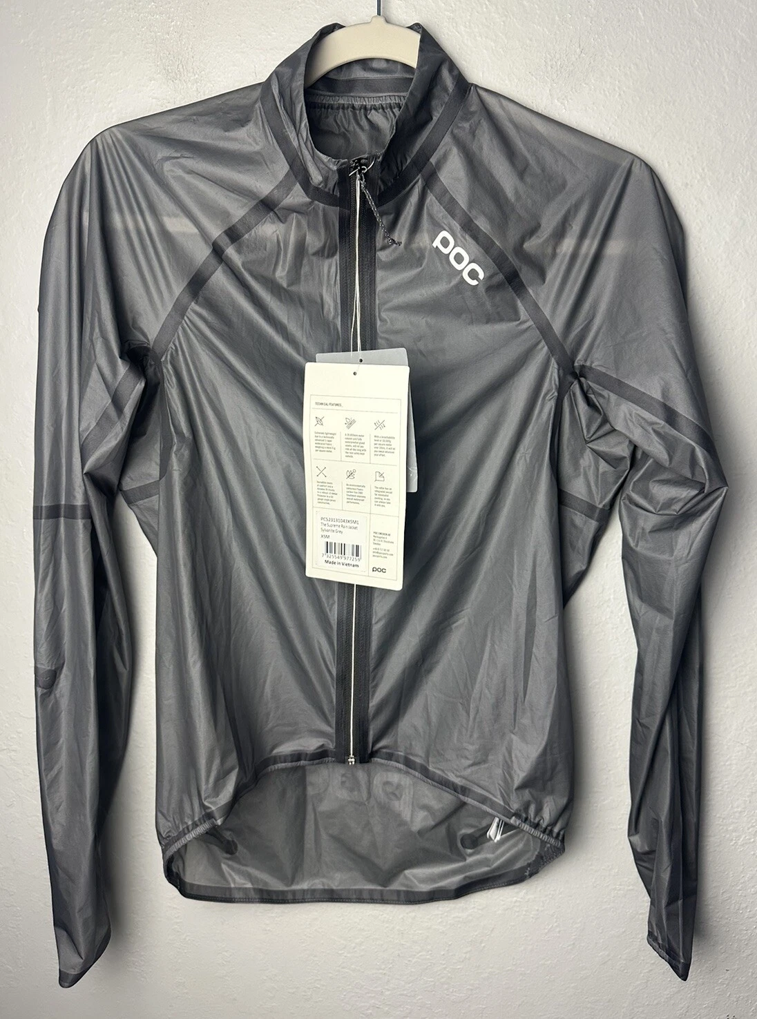 Neuf avec étiquettes veste de pluie POC The Supreme taille XS gris sylvanite