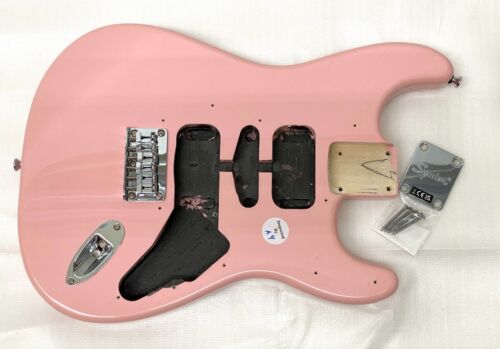 MINOR CRACK! Fender Squier HARDTAIL STRAT BODY Shell Pink Electric Guitar w/HDWR - Picture 1 of 24
