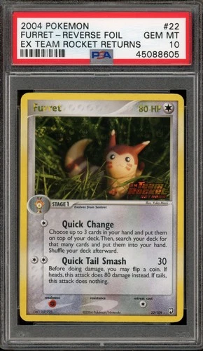 Pokemon Furret EX Team Rocket Returns Reverse Holo Rare #22 PSA 10 Gem Mint