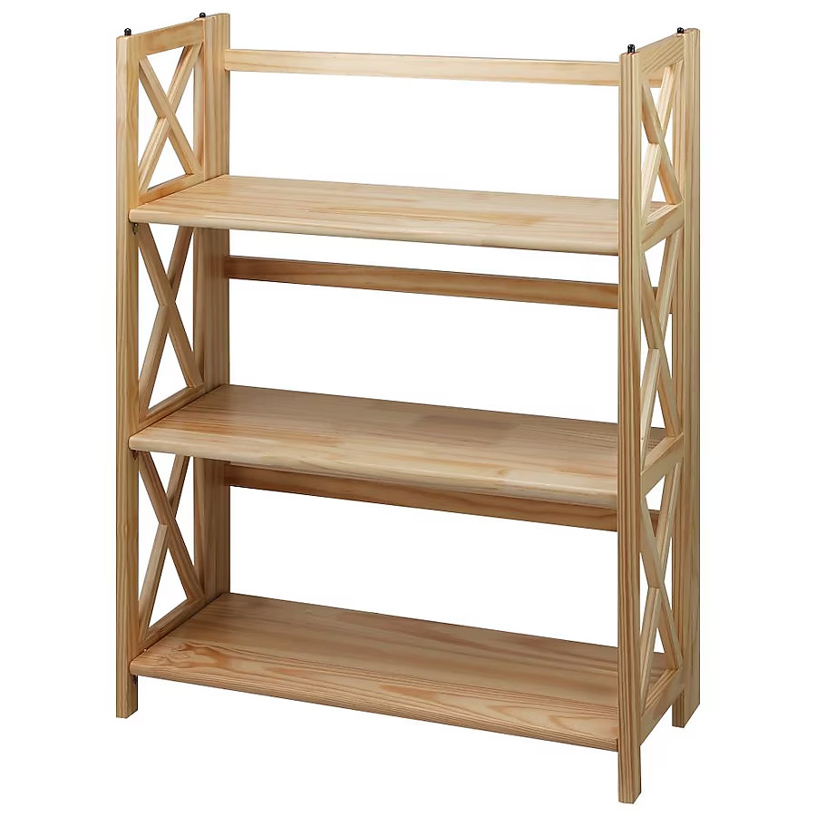 Casual Home Montego 3 Shelf Folding Bookcase Solid Wood Natural BRAND NEW IN BOX