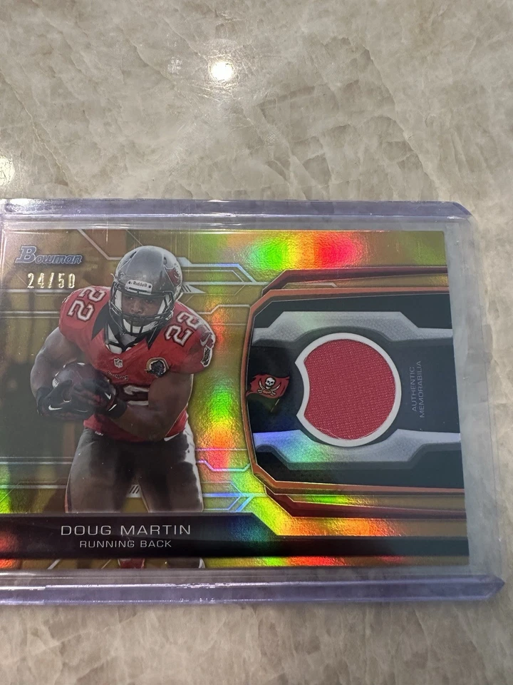 Doug Martin 2013 Bowman Jersey Relic Tampa Bay Buccaneers Gold /50 Boise State - Image 3 of 4