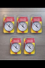 5x Clip On Pipe Thermometer 0 to 120 C&F - Hot Water Temperature Gauge MULTIPACK
