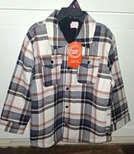 NEW Wonder Nation Kids Plaid Sherpa Lined Snap Button Jacket, Size S 6/7 