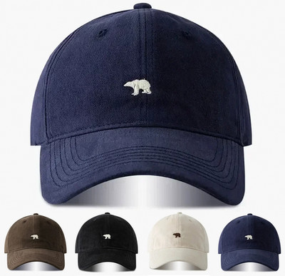 Unisex Classic Hat Minimal Bear Logo Baseball Cap Adjustable Premium Cotton Caps