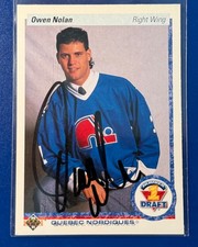 Owen Nolan AUTOGRAPHED SIGNED Auto NHL Rookie Card Quebec Nordiques #1 Pick. rookie card picture