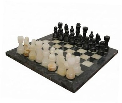 Premium Marble Chess Set with Elegant Black and Onyx 12inches x 12inches