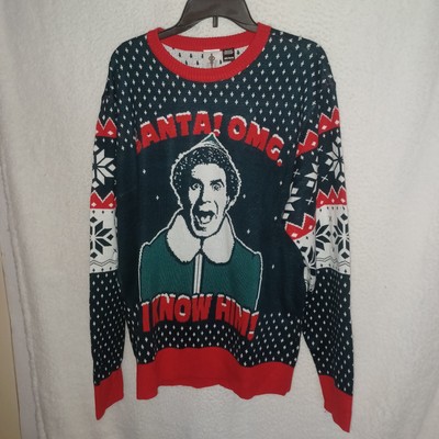 ELF Santa! OMG I Know Him Christmas Holiday Men's Small Ugly Sweater BUDDY(23E)