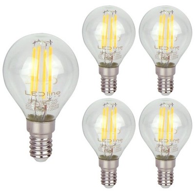 LED line LITE LED Filament Kugellampe G45 E14 4W 480lm 230V 5 Stück