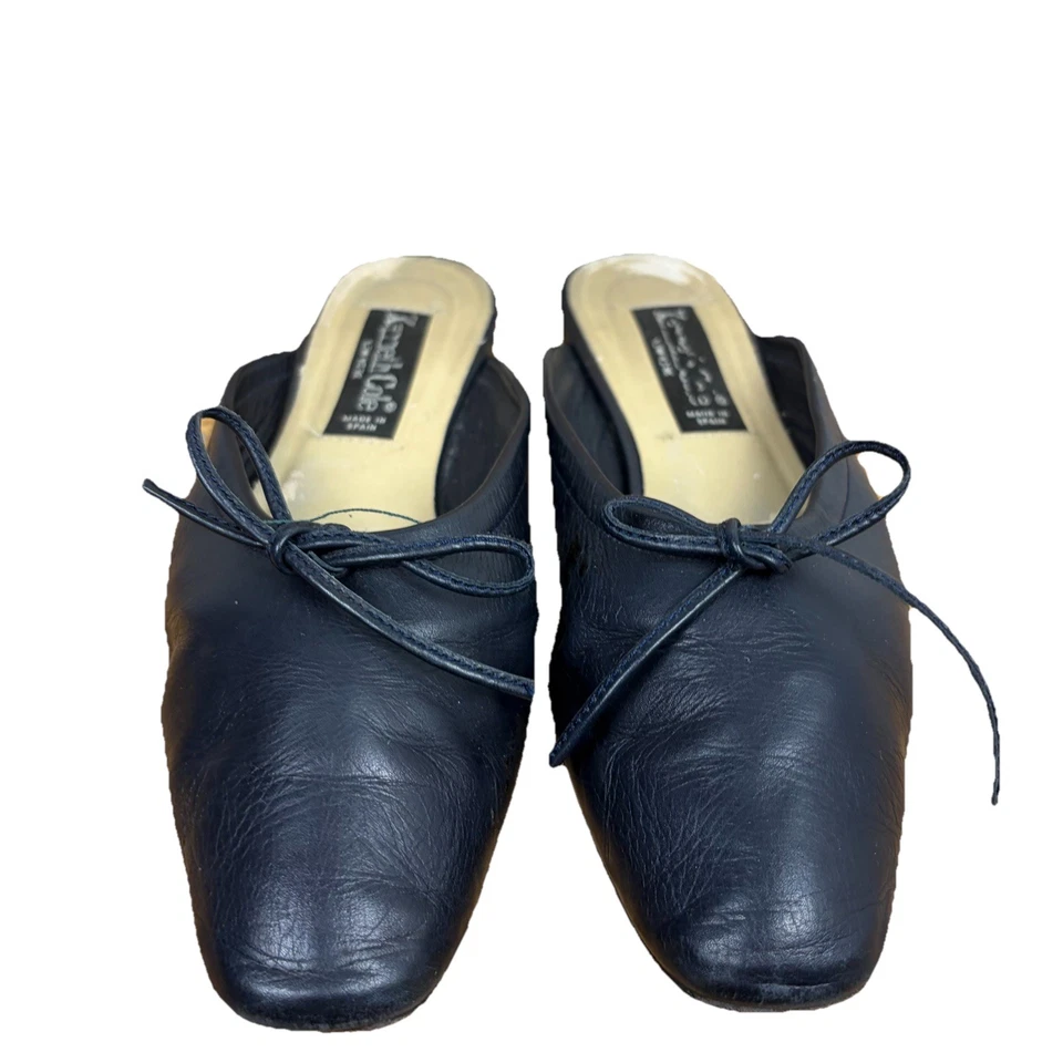 Винтажный Kenneth Cole балет плоский мулы кожи синий размер 8,5 минималистский Испания - Изображение 2 из 4