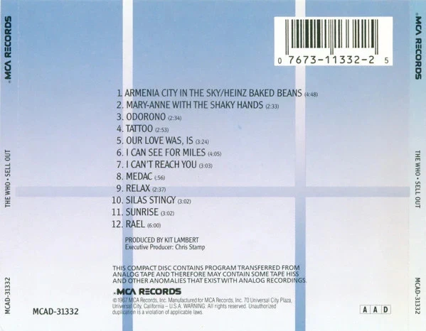 The Who – The Who Sell Out CD • Preowned • Tested • Classic Album • Mint Foto 2 de 2