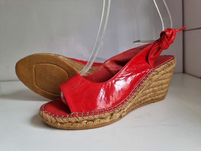 GAIMO DESIGNER UK 4 EU 37 DAMEN SANDALEN ROT LACKLEDER ESPADRILLE KEILABSATZ