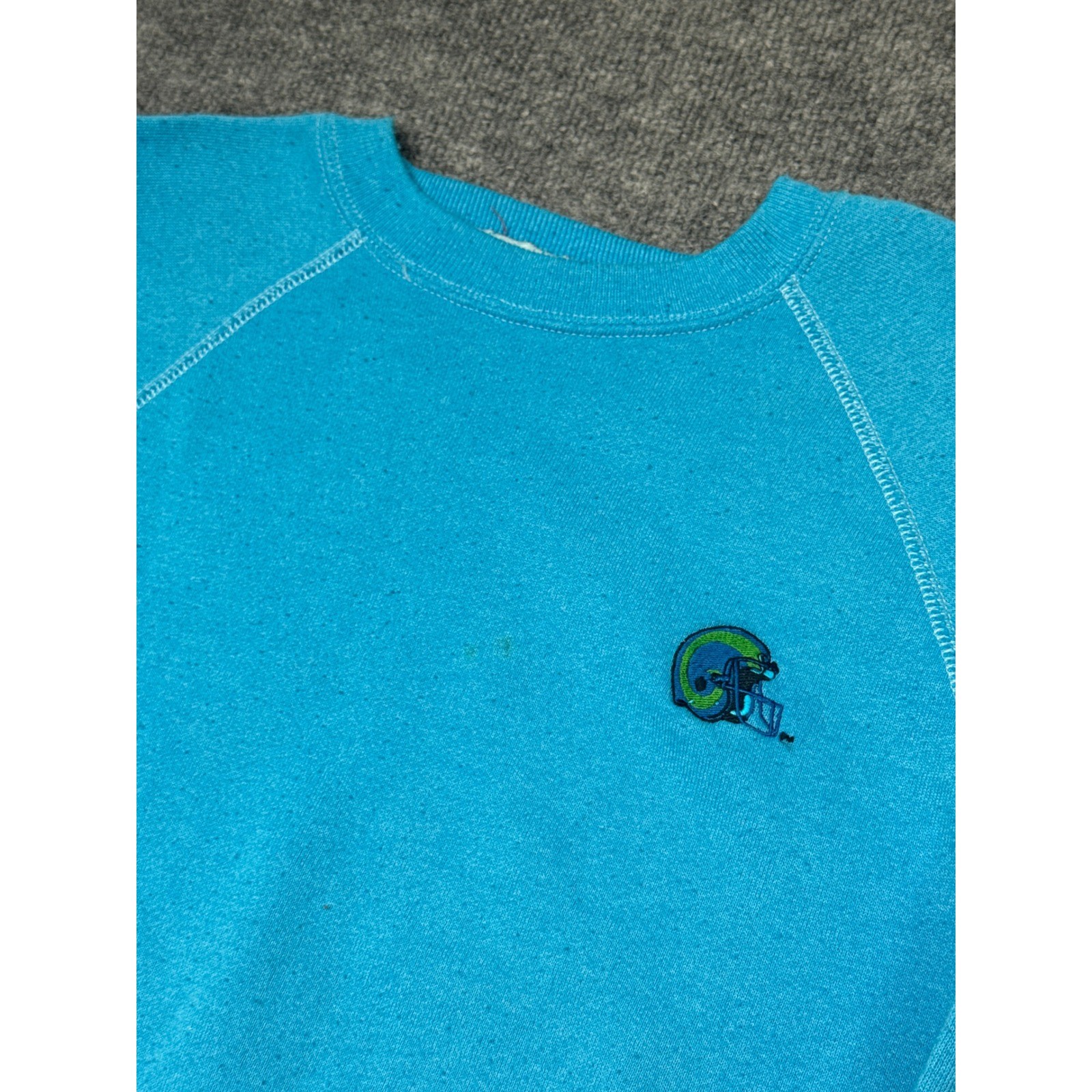 Vtg NFL Pro Shop Antigua Los Angeles Rams Crewneck Sweatshirt Teal Large image 2