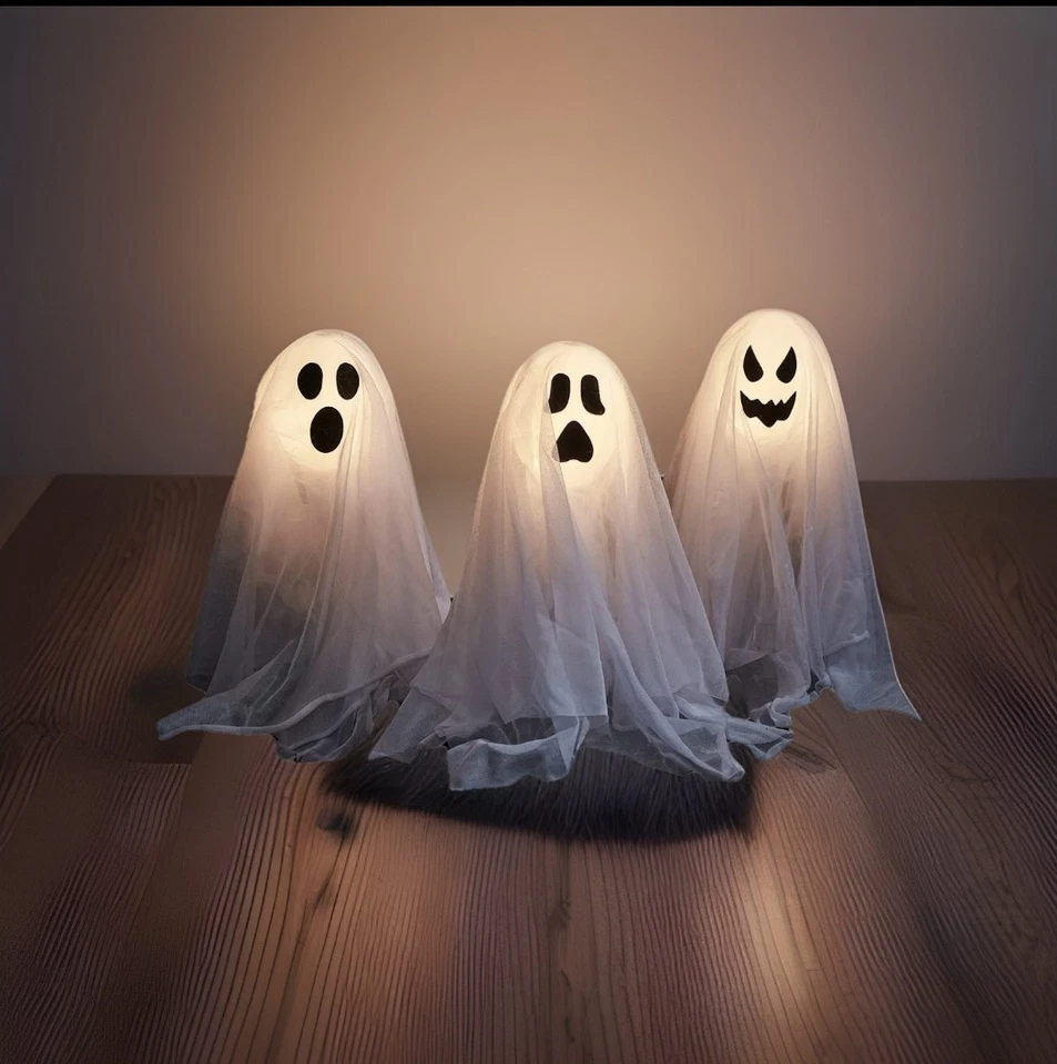 Lights4fun 3er Set Halloween Geister Gespenster Ghost Stableuchten mit Erdspieß - Bild 2 von 4