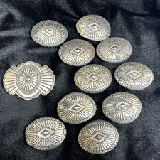 STERLING SILVER - VINTAGE NATIVE AMERICAN "NAVAJO" BELT BUCKLE CONCHOS 10