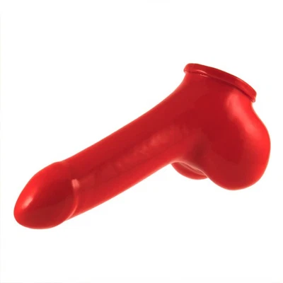 TOYLIE Latex Penishülle M mit Hodensack Rot Schaft: 13cm Penis Hülle Latexkleidung