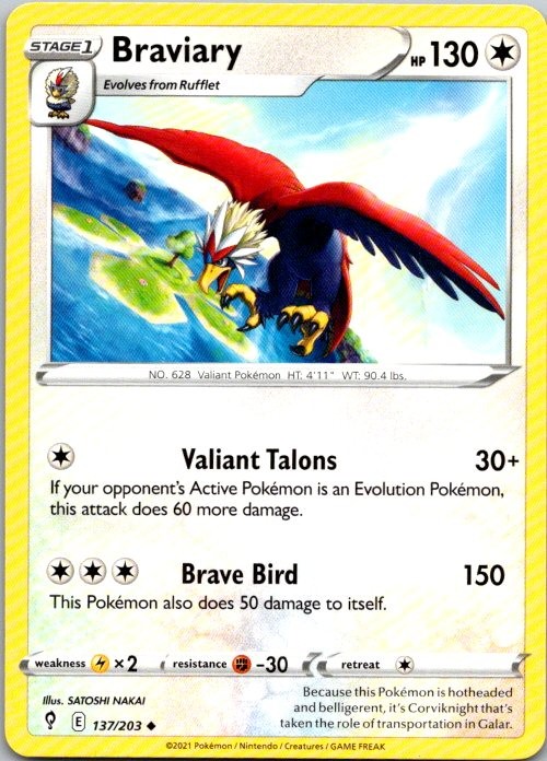 Braviary Uncommon SWSH07: Evolving Skies 137/203 NM