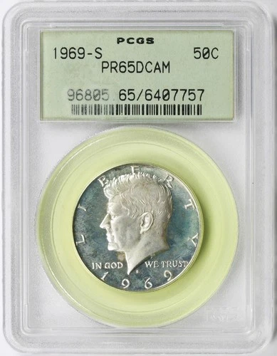 1969-S Kennedy Half Dollar PCGS PR65DCAM – Deep Cameo Proof 50C OGH