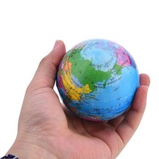 Globe Stress Ball Soccer Ball Tension Relieving Rubber Squeeze Earth Gift 1pc