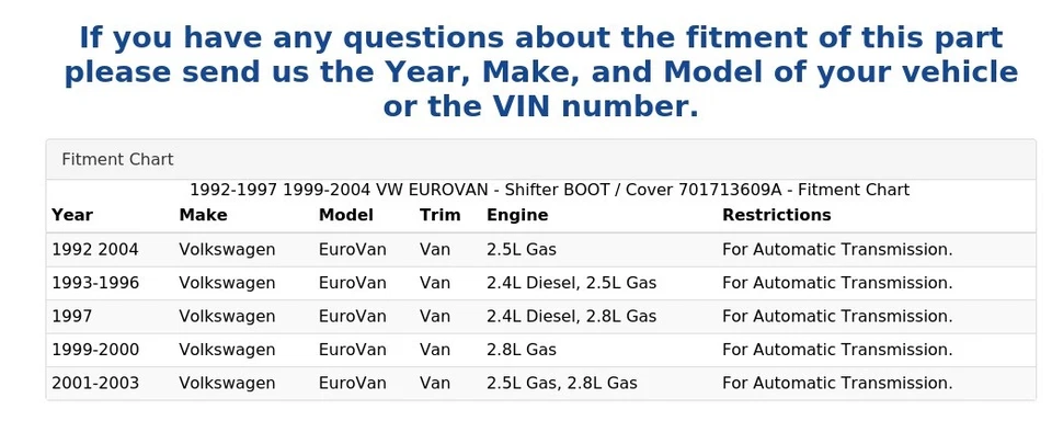 VW EUROVAN 1992-1997 1999-2004 - ARRANQUE / cubierta de palanca de cambios 701713609A Foto 4 de 4