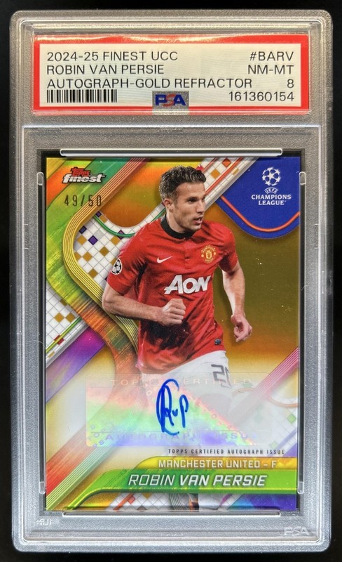 2024-25 Topps Finest UEFA Robin van Persie Auto Gold Refractor #/50 Man U PSA 8
