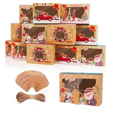 OIIVPWUL 12 PCS Christmas Cookie Boxes for Gift 15x3x6.5 inches, Transparent 