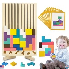 Vibrant 3D Wooden Stacking Puzzle Toy - Montessori Brain Teaser for Ages 3-6