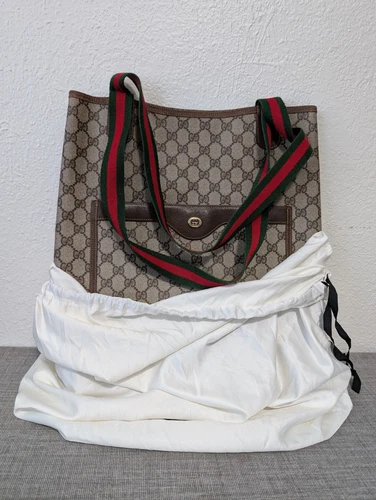 Sac fourre tout vintage Gucci Supreme GG monogramme ligne Sherry sans sac à poussière original