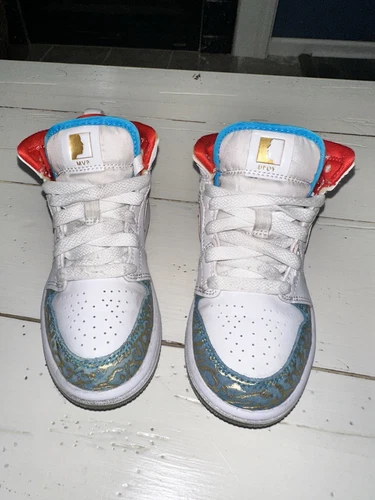 Scarpe casual sportive bambino 11 Air Jordan 1988 MVP DPOY bianche blu rosse medie