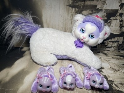 KITTY SURPRISE WEISS FLIEDER LILA KATZE 3 KÄTZCHEN PLÜSCHTIER STOFFTIER VINYL KOPF BABYS