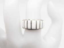 Designer 200 3ct Natural White CORAL GEM Sterling Silver Band Ring 12mm 7g