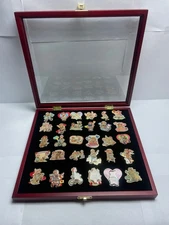 Willabee & Ward Raggedy Ann & Andy Pin Collection of 30 w/ W&W display case