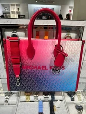 Michael Kors Mirella Women Medium Crossbody Shoulder Tote Bag Dark Raspberry MK