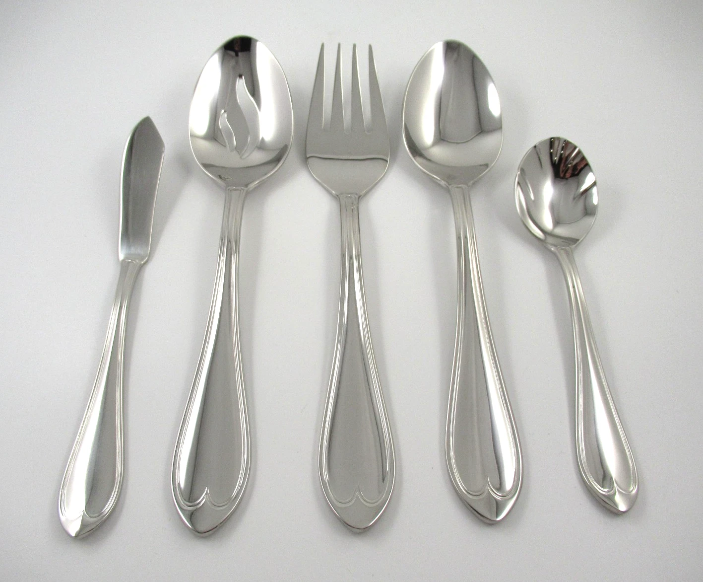 Reed & Barton Select OVAL THREAD 5 Serving Pieces Glossy Stainless Flatware