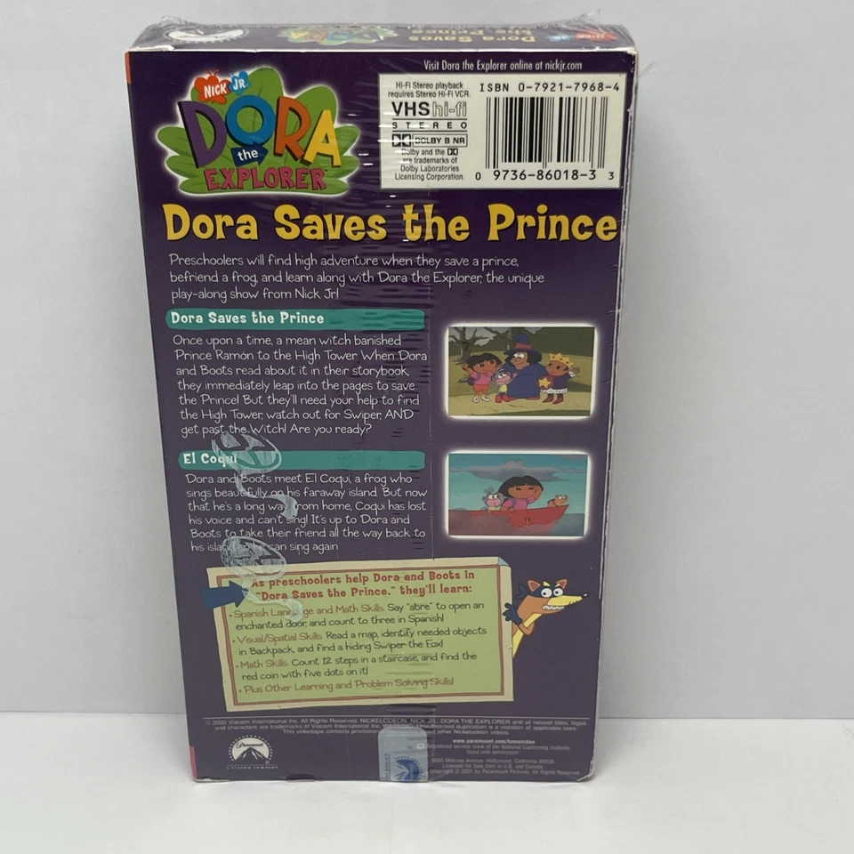 Dora the Explorer Dora Saves the Prince VHS 2002 Nickelodeon Nick Jr Kids Sealed - Image 2 of 4
