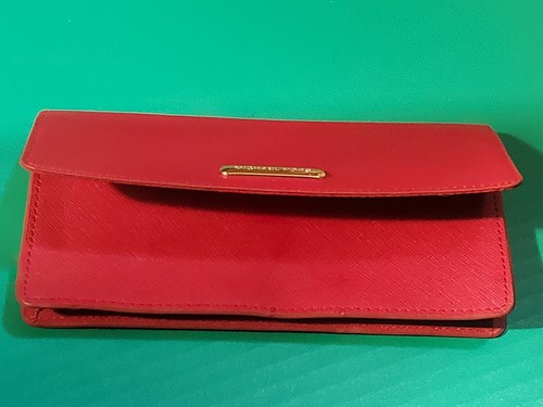 Autentico portafoglio libretto degli assegni rosso Michael Kors, buone condizioni! Spedizione gratuita! - Foto 9 di 13