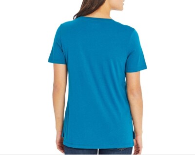 EDDIE BAUER WOMEN'S SHORT SLEEVE SCOOP TEE PEACOCK BLUE MSRP $25