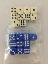 Lot x 2 NEW Dice Set of 20 PIECES Size:13.6mm/0.53” White & Color Sets