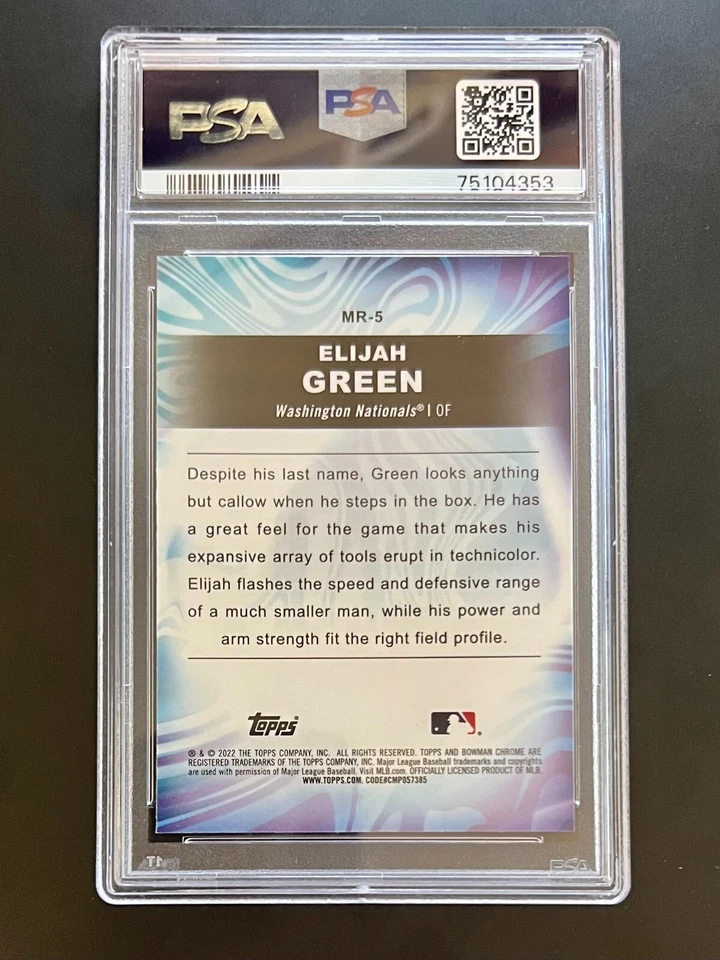 ELIJAH GREEN *PSA 10 MOOD RING CASE HIT* 2022 Bowman Draft #MR5 Nationals GEM MT - Image 2 of 2