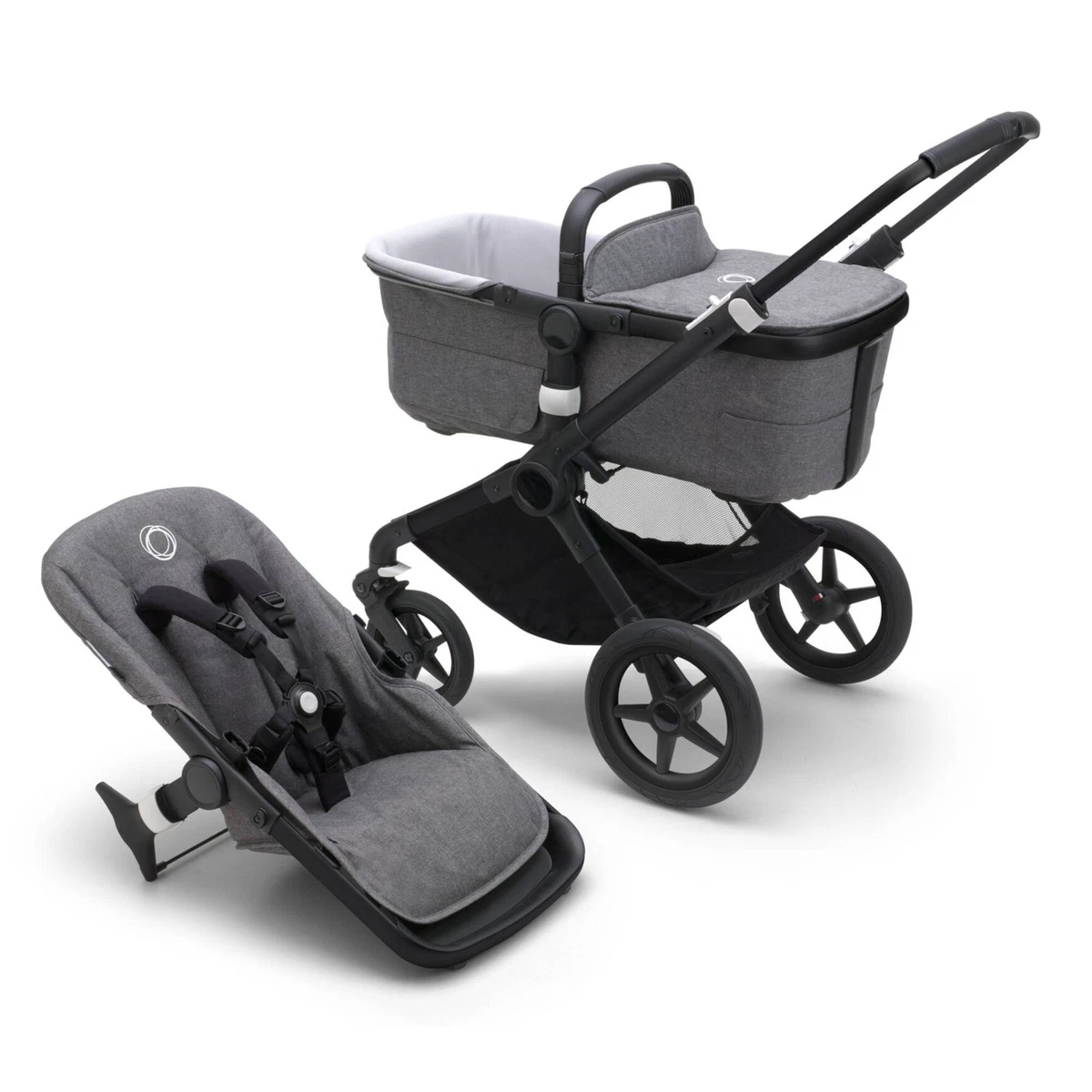 Bugaboo fox black cheap frame grey melange