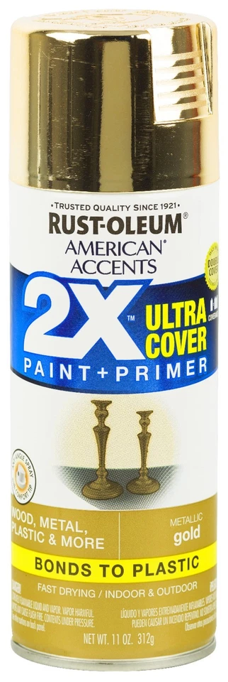 METALLIC GOLD spraY Paint &Primer Ultra Cover American Accents Rust-Oleum 327909 - Image 3 of 4