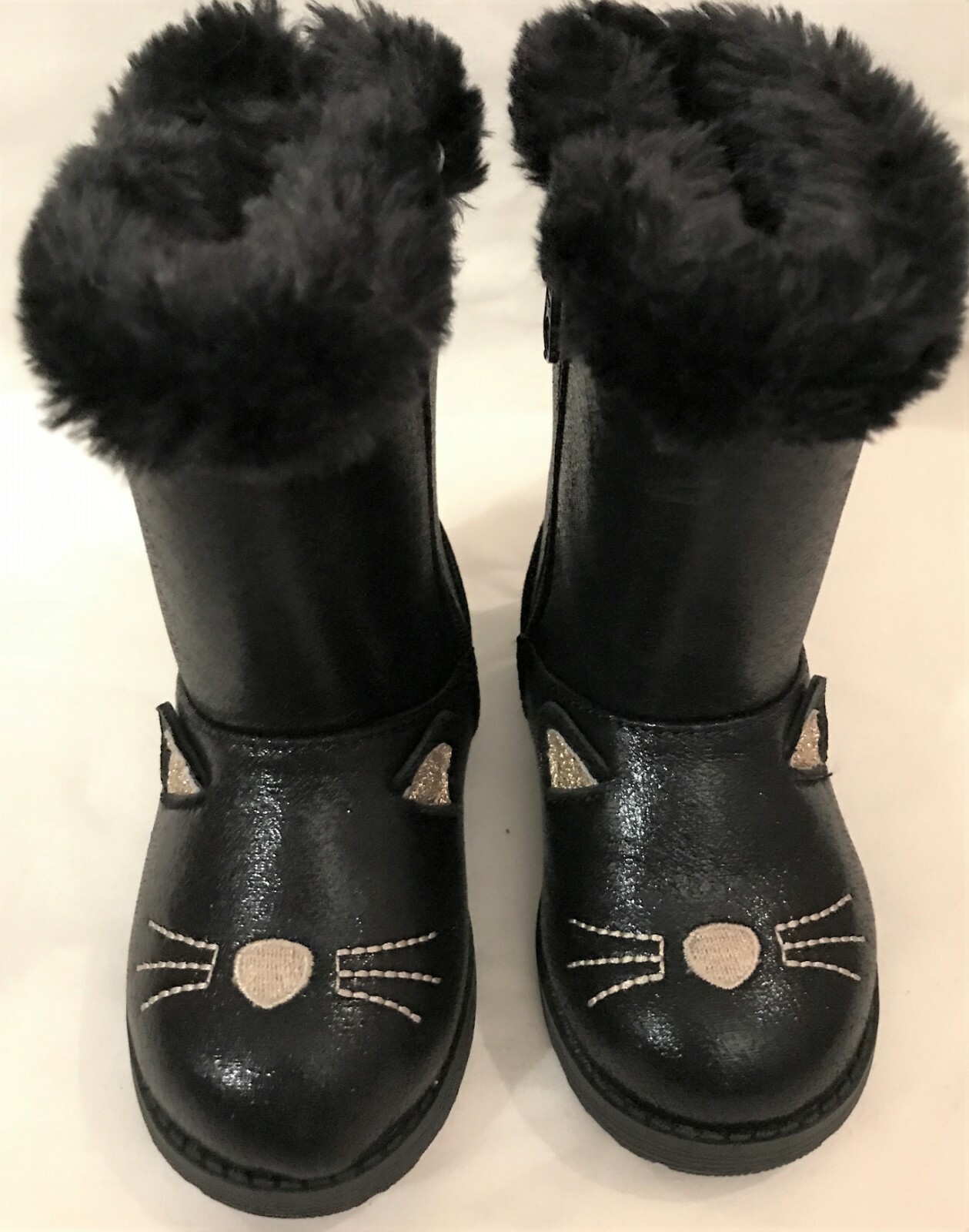 Kitty Cat Fashion Boots - Black Sparkle 