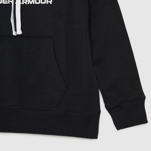 UNDER ARMOUR RIVAL FLEECE WOMENS BLACK / WHITE HOODIE SIZE L / XL - Picture 3 of 6