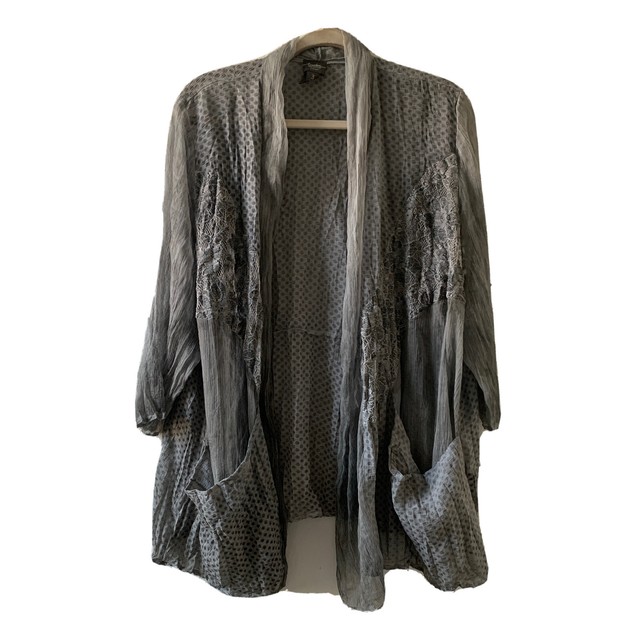 Chico's Travelers Womens Size XL Gray Textured Open Front Cardigan Sweater Chico's Travelers Womens Size XL Gray Textured Open Front Cardigan Sweater